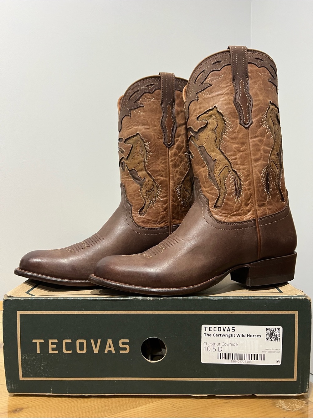 Tecovas The Cartwright Wild Horses Western Boots Brown US 10.5 D